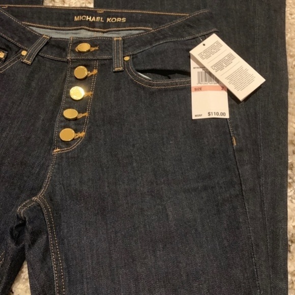 NWT Michael Michael Kors Selma Flare Indigo Wash Jeans 2 - Picture 2 of 7